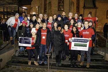Accenture Chicago volunteers at Covenant House Sleep Out