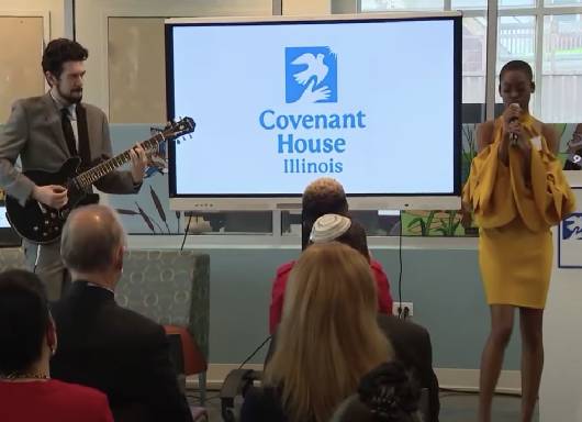 Musicians at Covenant House Illinois' ribbon-cutting celebration