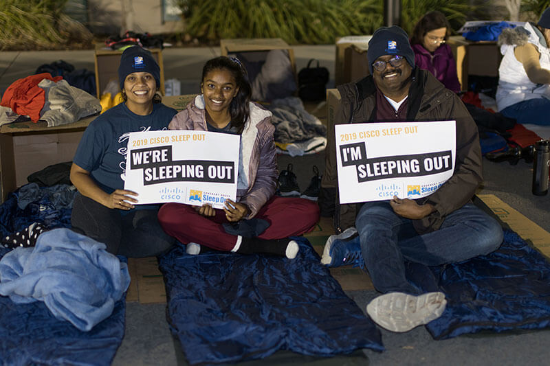 People experiencing a sleep out event