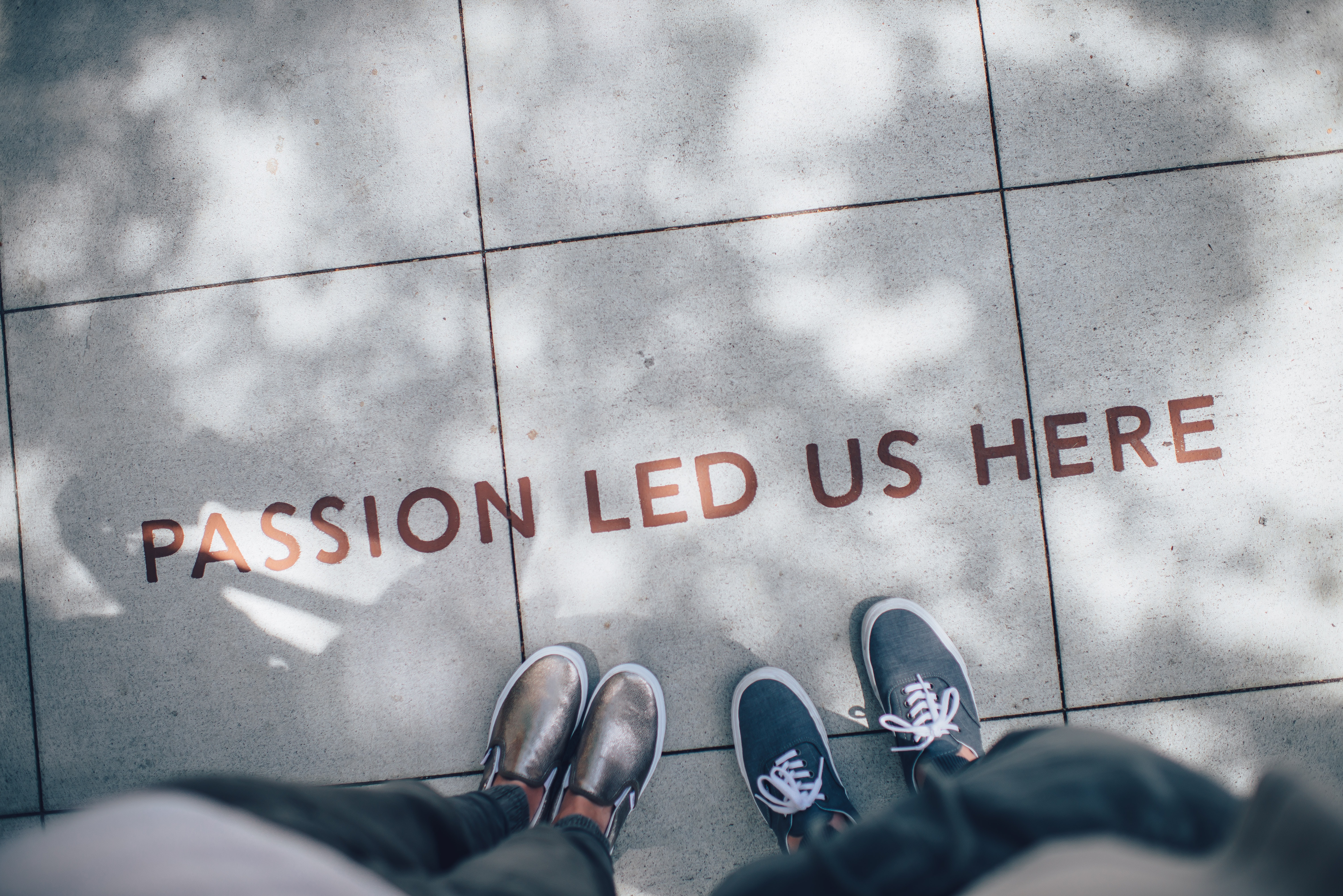 Ground with message "Passion Led Us Here"