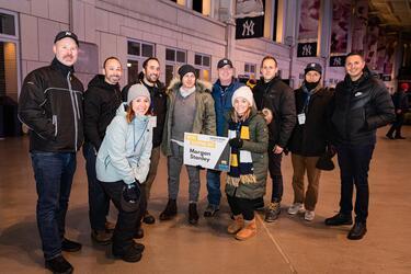 Morgan Stanley employees at Yankee Stadium volunteering for Covenant House's Sleep Out