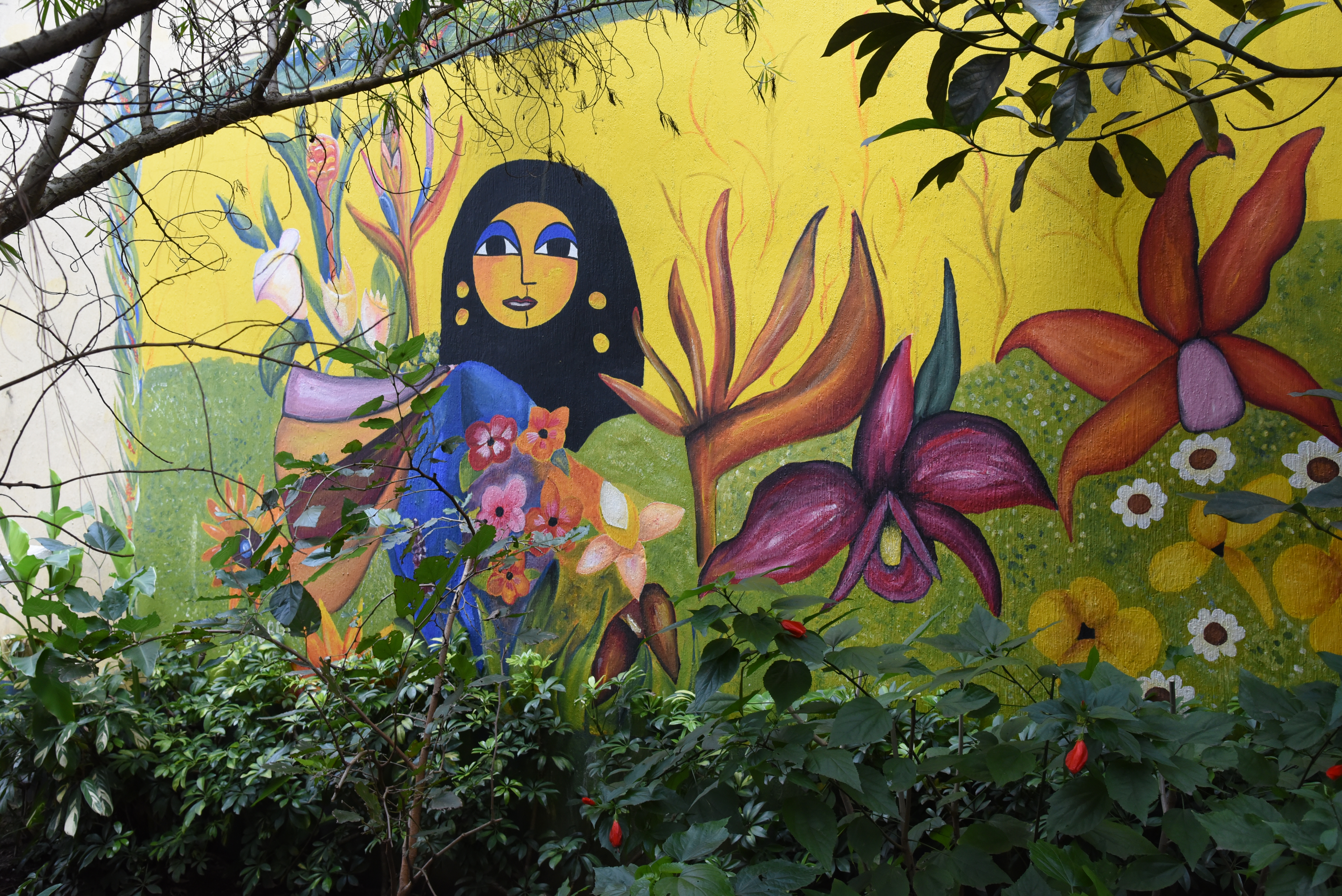 Mural on garden wall in Guatemala