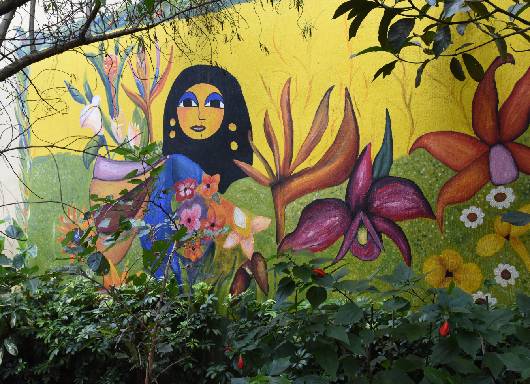 Mural on garden wall in Guatemala