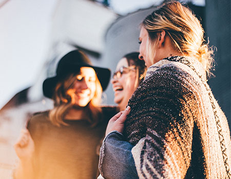 Young girls laughing together