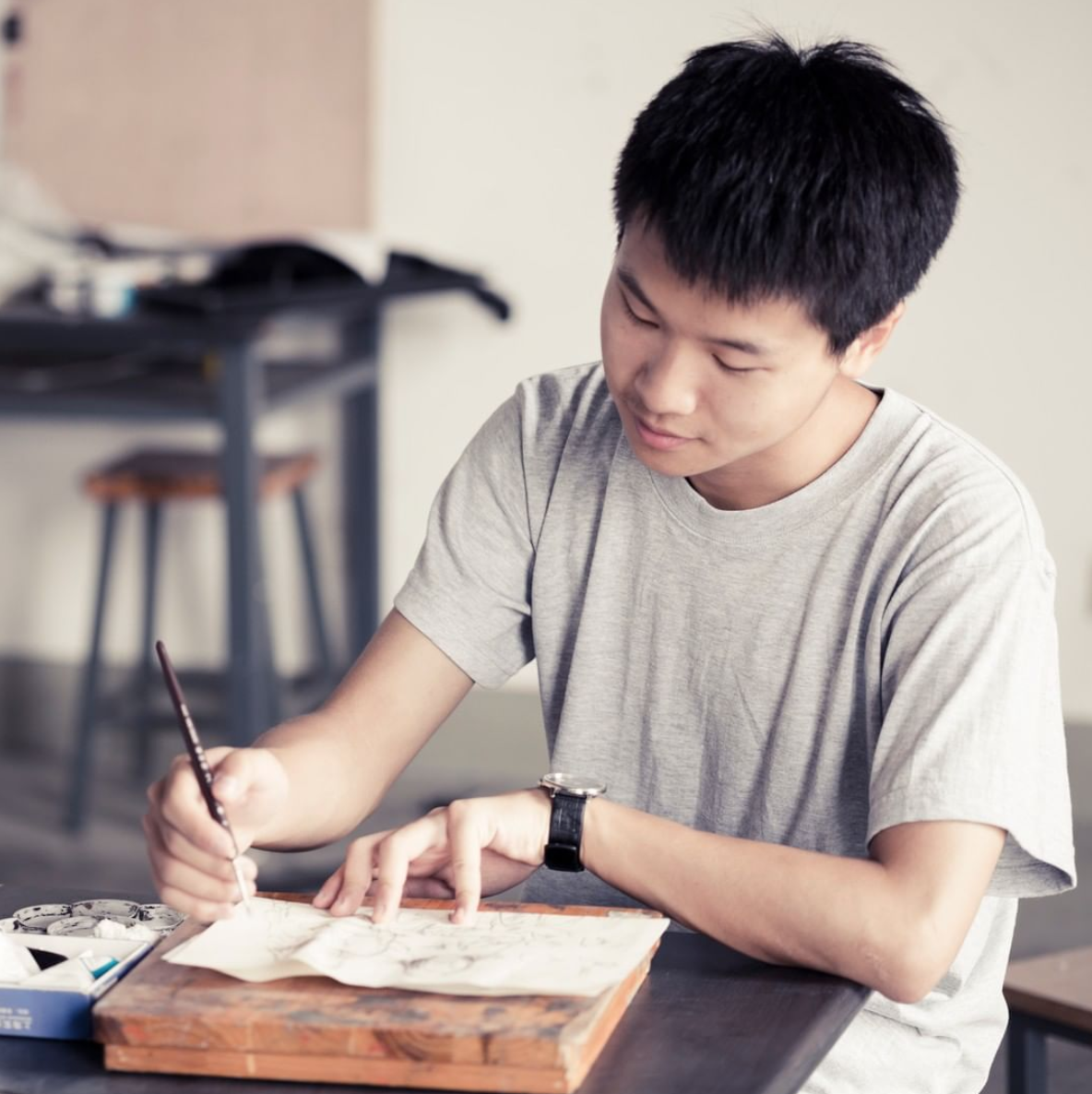 Image of Covenant House boy painting